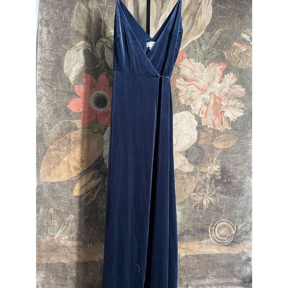 Jenny Yoo Dresses & Skirts - New BHLDN x Jenny Yoo Andi Velvet Wrap Dress sz 14 - French Blue
